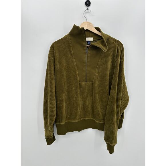 Universal Thread Womens Green Velvet Quarter Zip Pullover Sweatshirt Size XXL - Picture 1 of 7